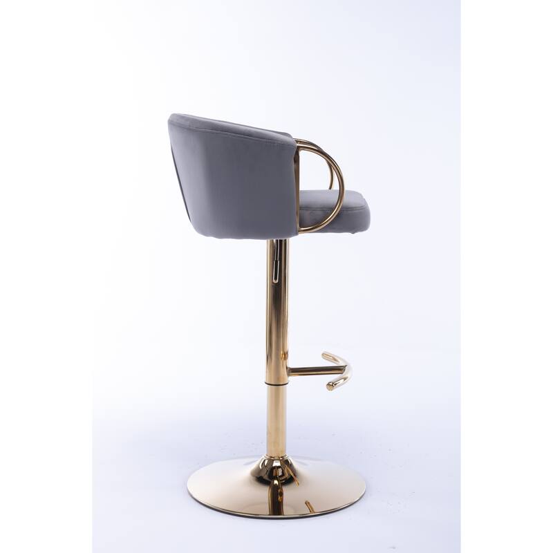 Velvet Swivel Bar Stools Set of 2, Counter Height Dining Chair with Padded Seat, Kitchen Island Stools with Footrest