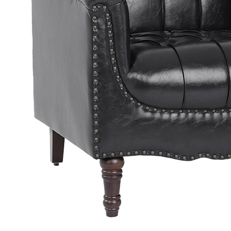 31" W Tufted Vegan Leather Accent Chairs for Living Room Set of 2