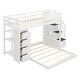 preview thumbnail 25 of 30, Twin Over Full Bunk Bed with Shelves, Drawers, Storage Stairs, Grey