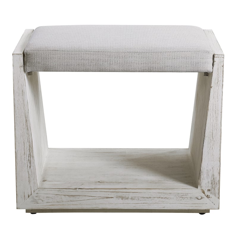 23.5" Off-White Home Furniture and Collections Uttermost Cabana Small Coastal-Inspired Bench