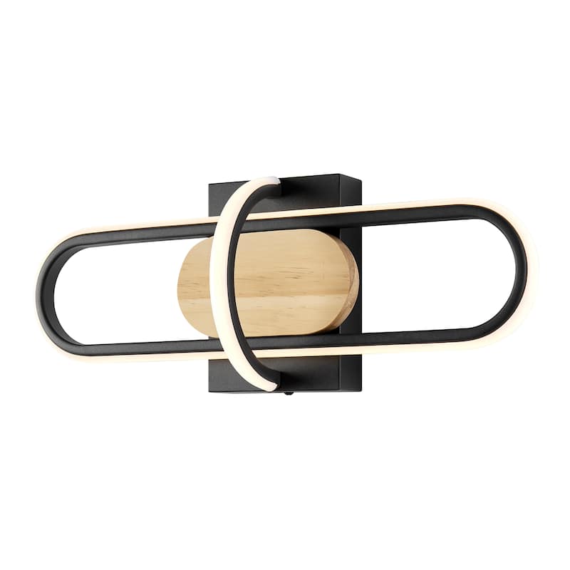 Wall Lamp Black & Wood - N/A