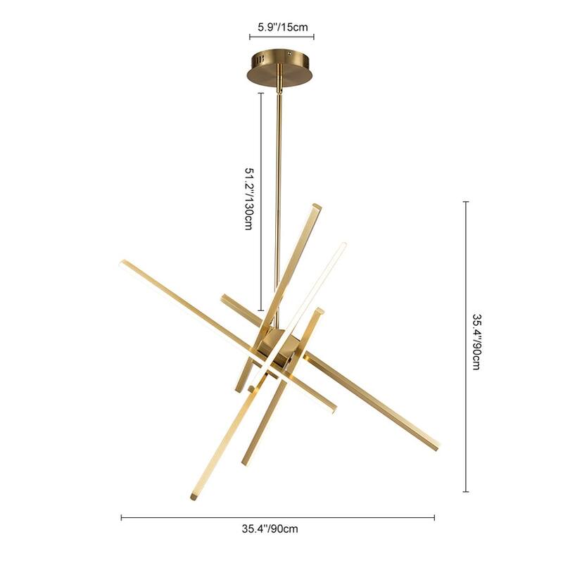 Modern 6-Light Sputnik Linear Dimmable LED Chandelier - 35in