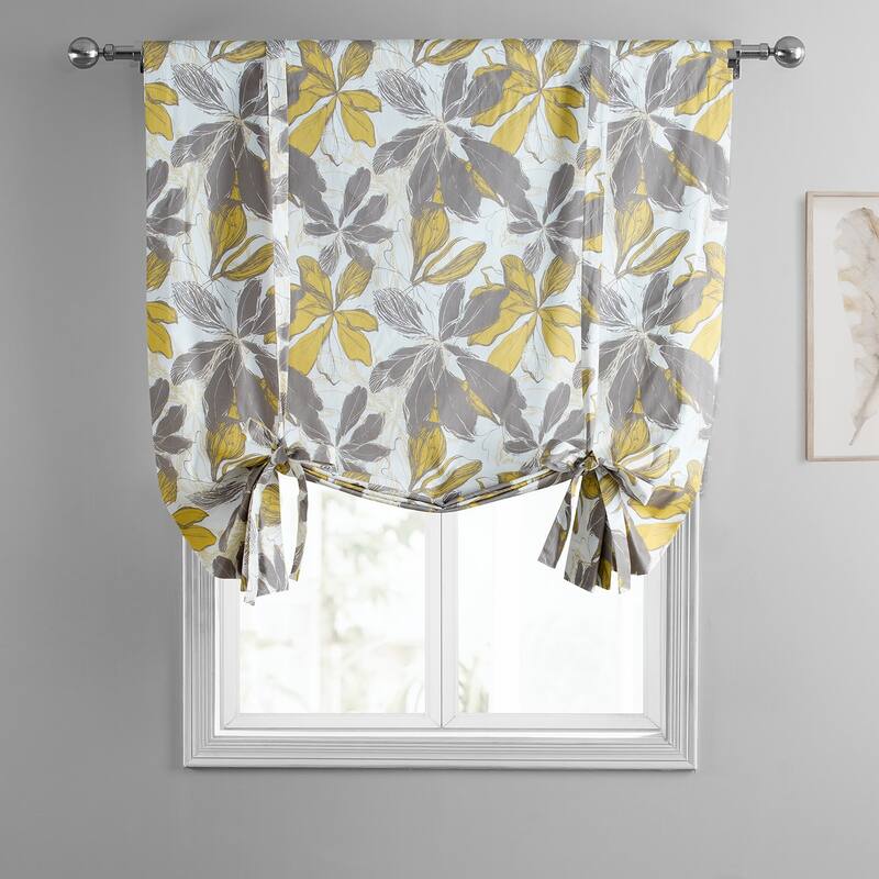 Exclusive Fabrics Sunny Day Gold Printed Cotton Tie-Up Window Shade (1 Panel) - 46 X 63