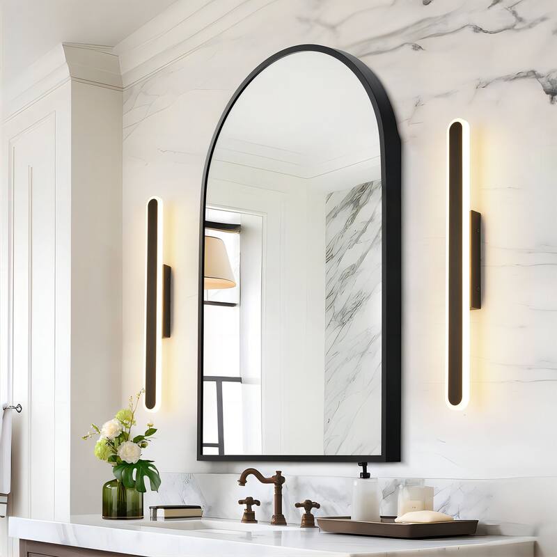 1-Light 23.8 in. Modern Black Linear Long Strip Dimmable Integrated LED Bathroom Vanity Light