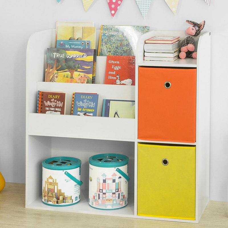 KMB37-W, Children Bookcase Toy Shelf Storage Display Organizer