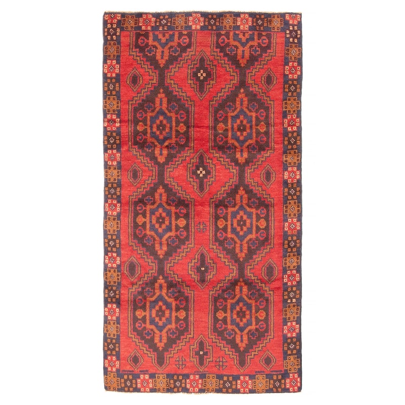 ECARPETGALLERY Hand-knotted Baluch Red Wool Rug - 3'8 x 6'3 - Red - 3'8 x 6'3