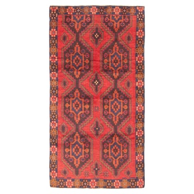ECARPETGALLERY Hand-knotted Baluch Red Wool Rug - 3'8 x 6'3