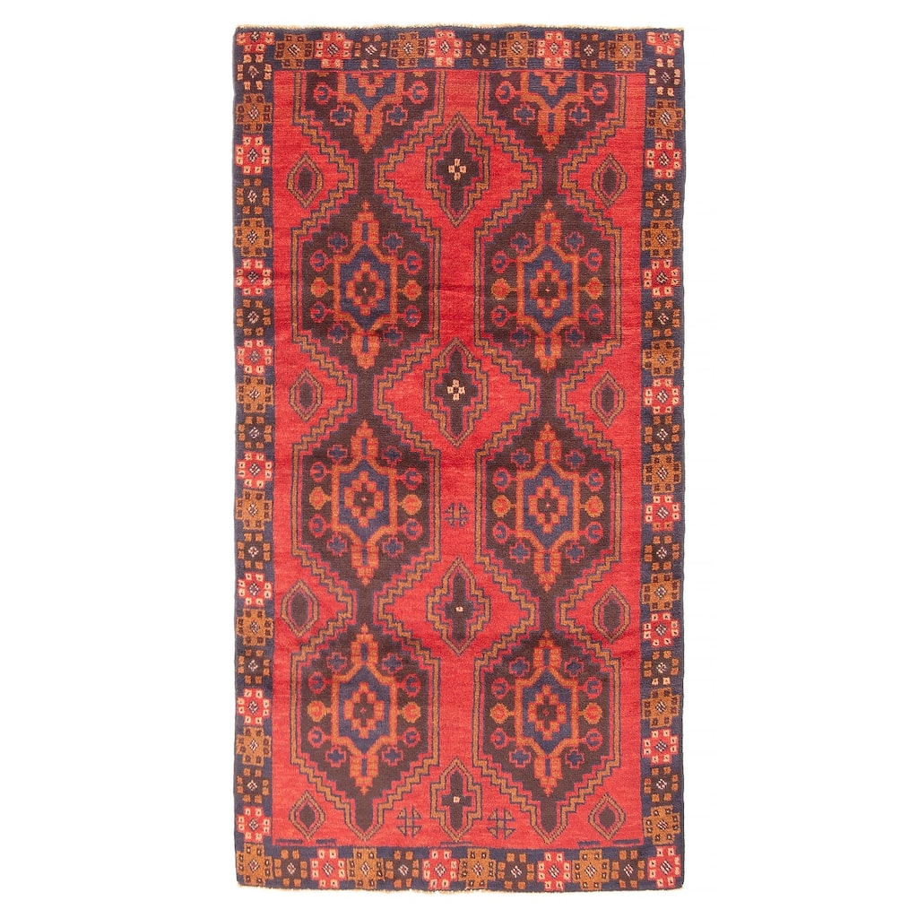 ECARPETGALLERY Hand-knotted Baluch Red Wool Rug - 3'8 x 6'3