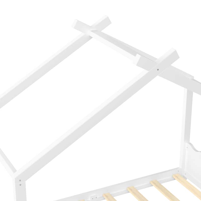 Queen/Full/Twin Solid Wood House Floor Bed, No Box Spring Needed