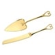 preview thumbnail 2 of 3, Cake Cutting Set for Wedding, Cake Knife and Server Set for Gift Big Heart - Gold