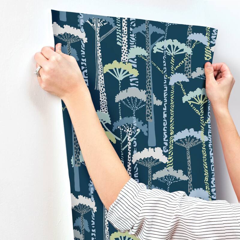 A-Street Prints Unify Indigo Forest Wallpaper