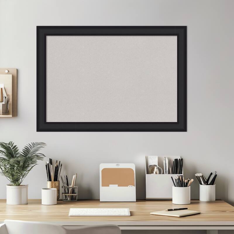 Oliver Black Narrow Wood Framed Cork Board - Bulletin Board, Organization Board, Pin Board