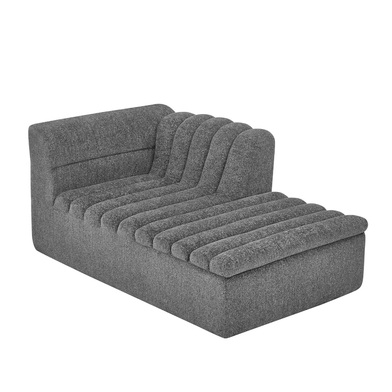 Modular Sectional Sofa with L-Shape Chaise Lounge, Chenille Upholstered Boneless Couch, Corner Sofa with Wave-Shaped Armrest