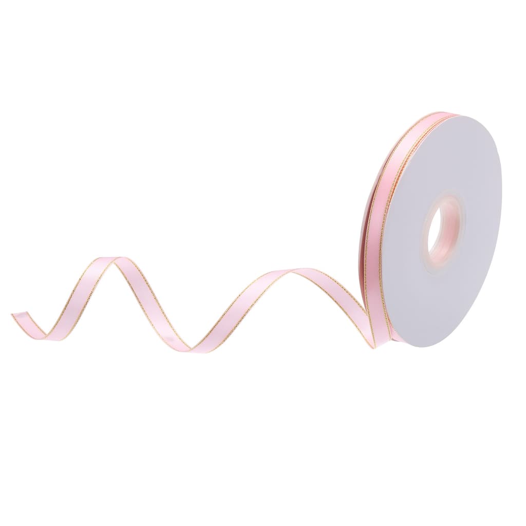 50 Yards 0.4 Inch Satin Ribbon Gold Edges Double Faced Ribbon Bow - 50 Yards