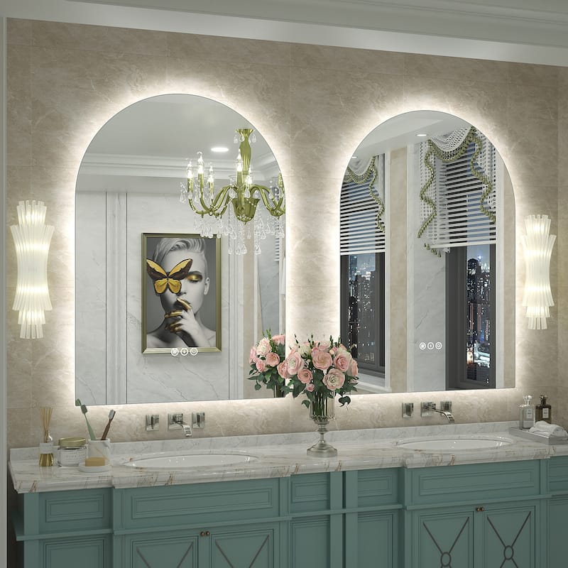 UL Certified Arched LED Anti-fog Tempered Glass Wall Bathroom Vanity Mirror
