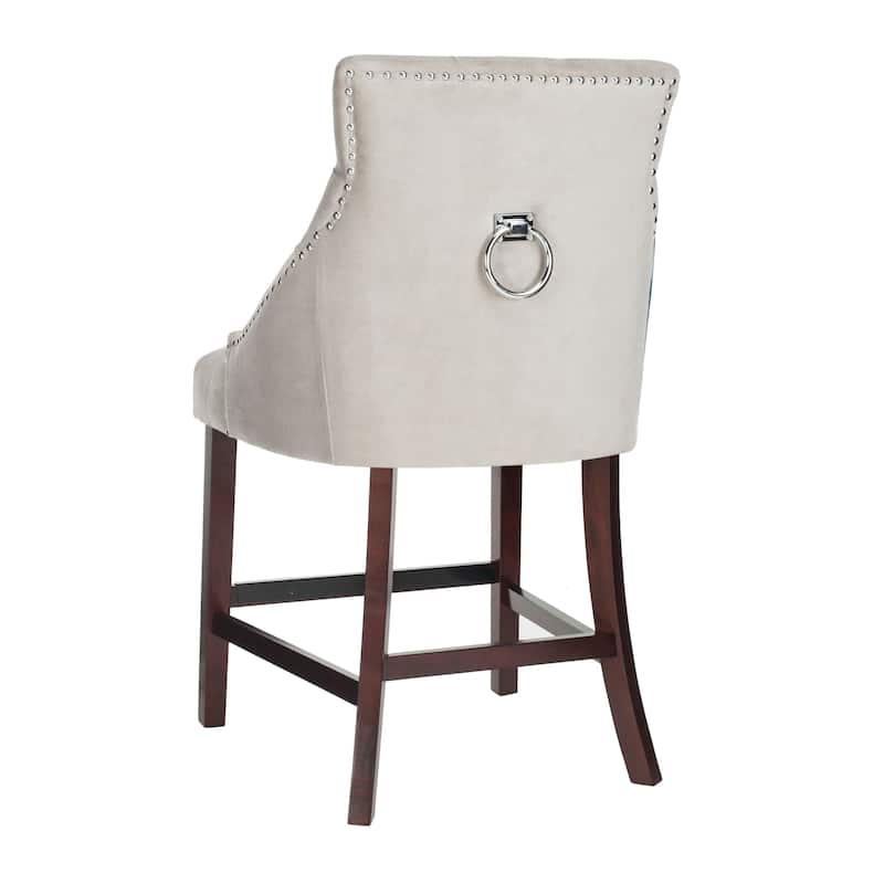 SAFAVIEH Dottie 26-inch Tufted Wing Back Counter Stool - Grey / Espresso (Set of 2) - 22.5" x 25" x 41" - 22.5" x 25" x 41"