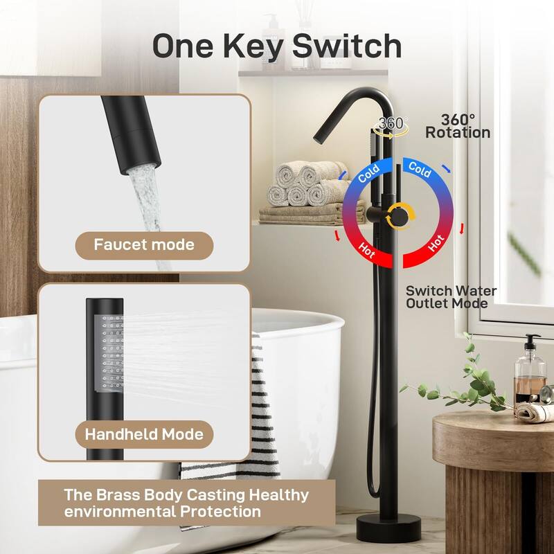 Freestanding Bathtub Faucet, Floor-Mount Tub Filler Chrome