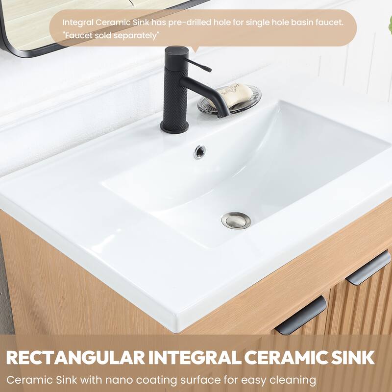 Palos Single Bath Vanity with Ceramic Basin Top without Mirror