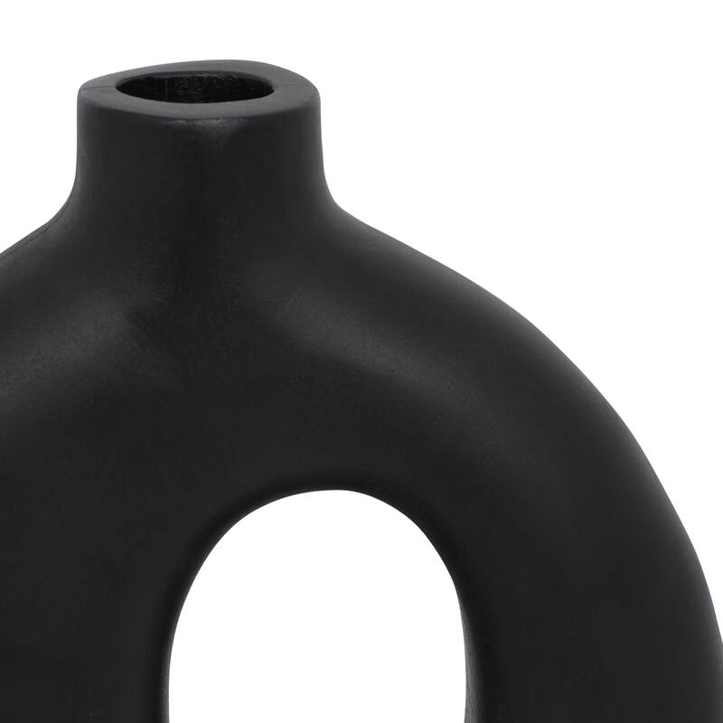 Mango Wood Modern Vase with Round Cutout Silhouette Minimalist Design