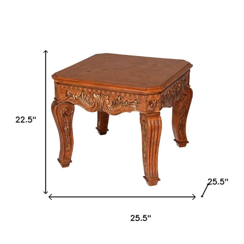 HomeRoots 23" Oak Wood Square End Table - 25.50 in. x 22.50 in. x 25.50 in.