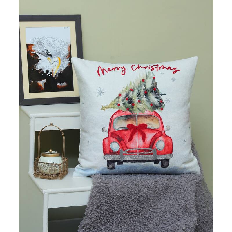 Vibhsa Alpine Holiday Merry Christmas Ride Holiday Pillow, 20" x 20"