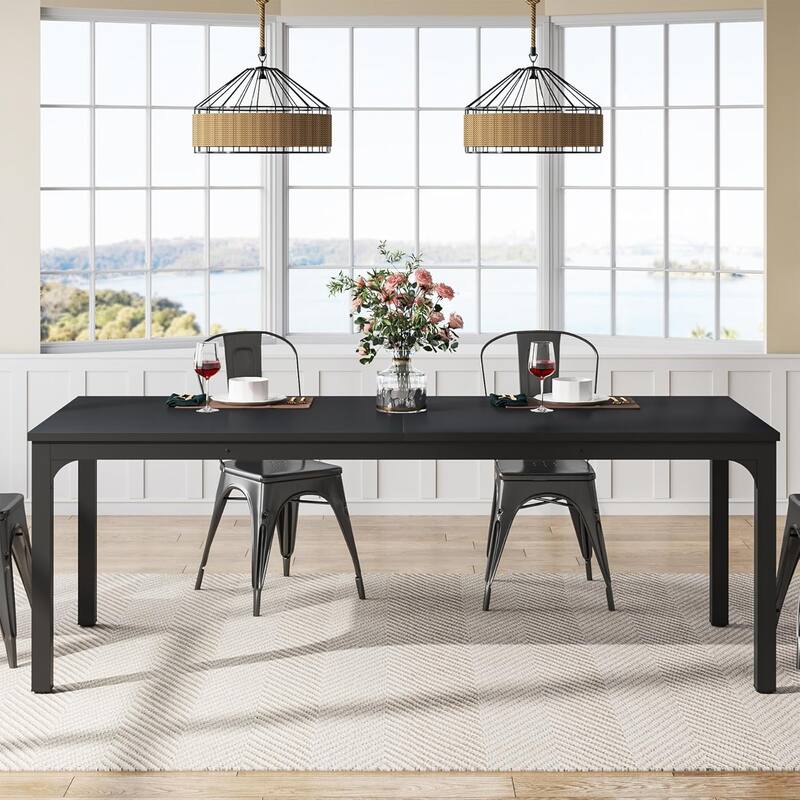 78.7" Rectangle Wood Dining Table, Long Kitchen Table for Living/Dining Room