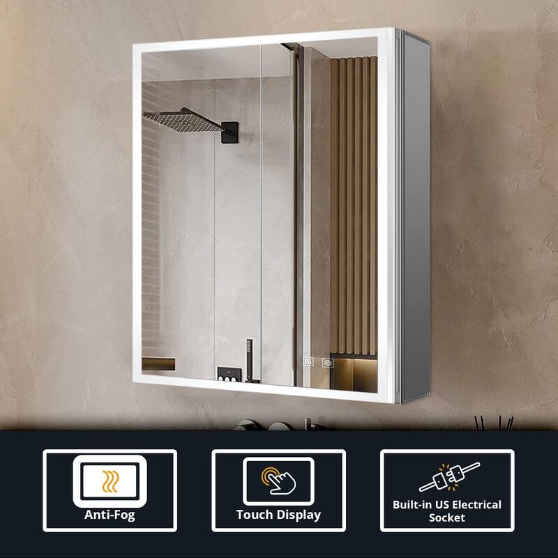 Mesa Surface-Mount LED Mirror Medicine Cabinet with Defogger