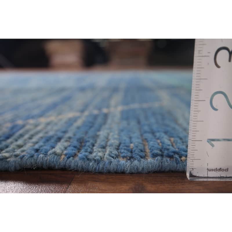 Blue Moroccan Area Rug Hand-Knotted Wool Carpet - 5'10"x 9'4"