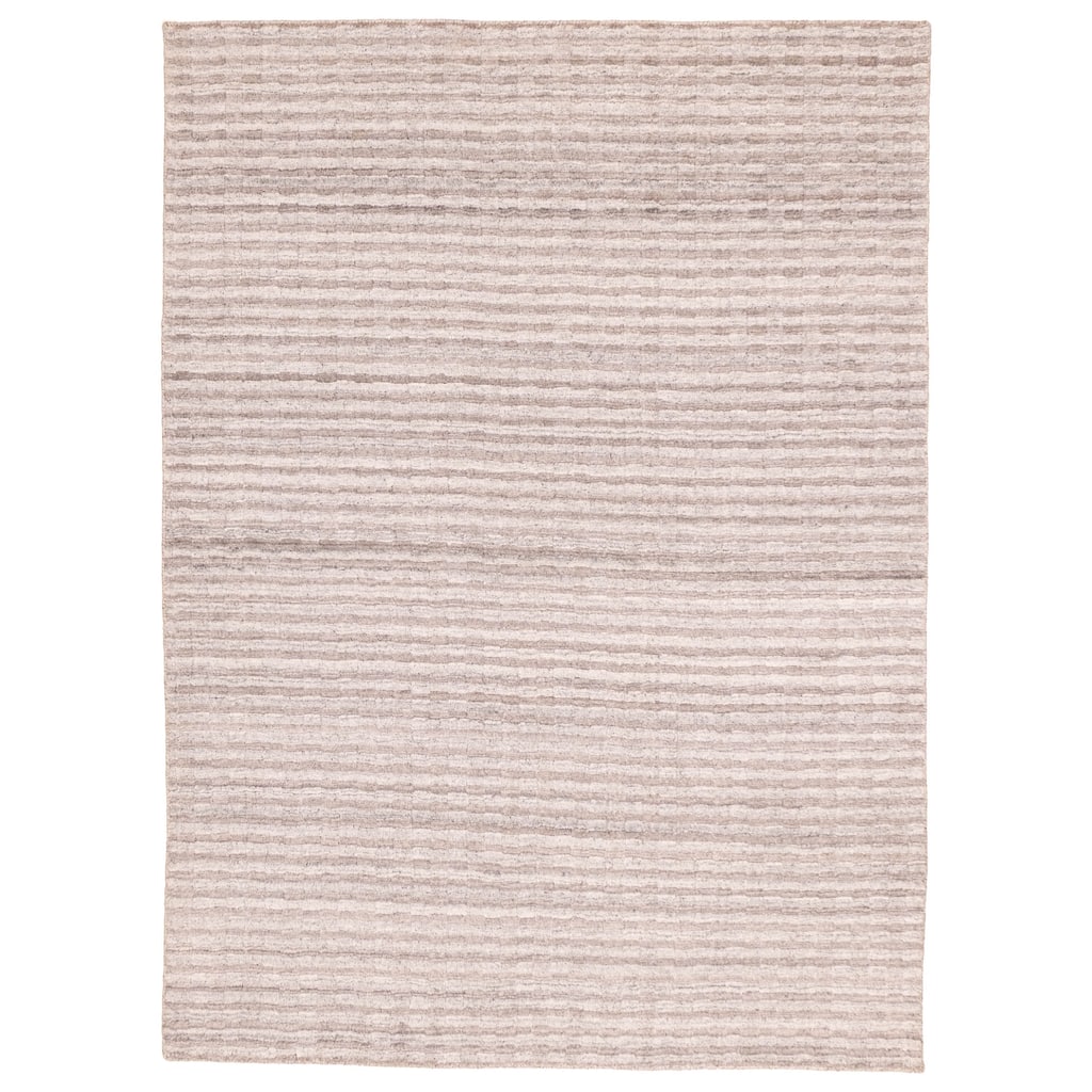 ECARPETGALLERY Hand Loomed Loreto Light Grey Wool Rug - 5'5 x 7'6