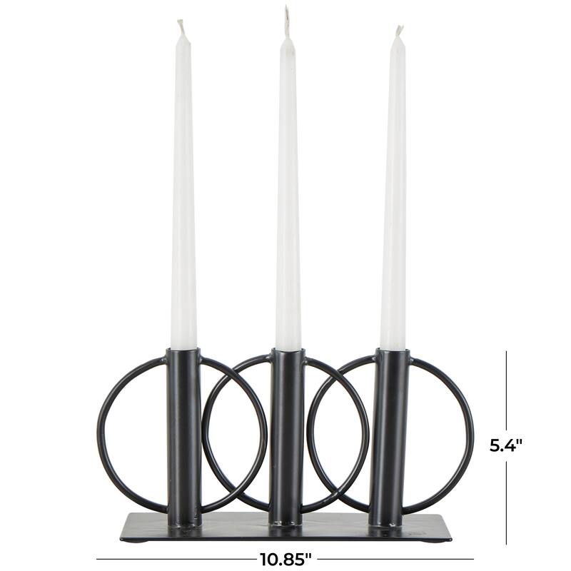 Gold or Black Metal Overlapping Circular Ring Candelabra