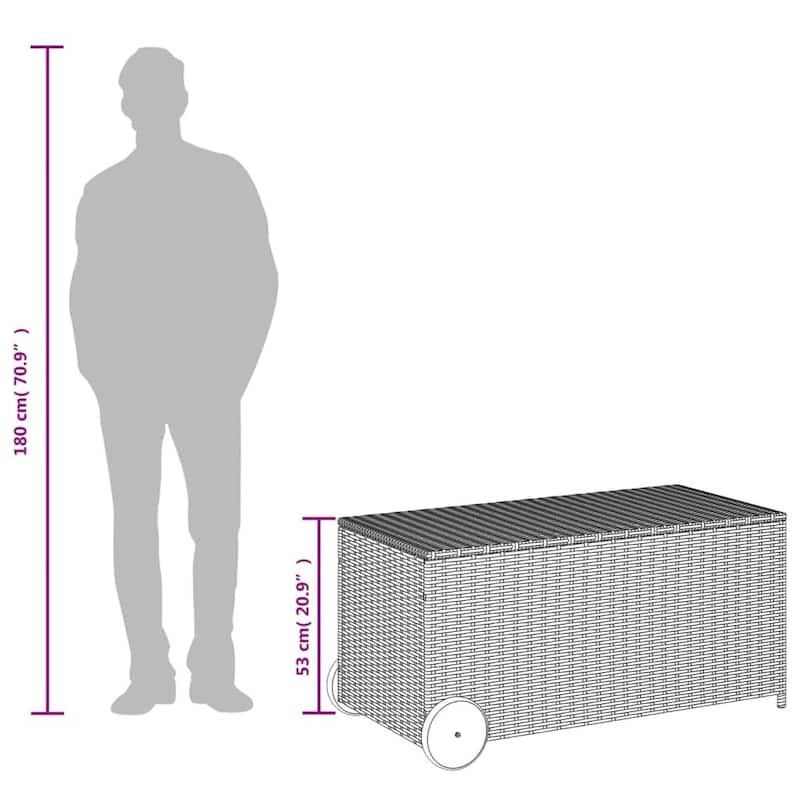 vidaXL Patio Storage Box Poly Rattan 70.9"x35.4"x27.6" Gray