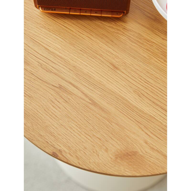 Round Coffee Table Set Of 2, Modern Accent End Tables For Living Room, Small Bedside Cupboard With Sturdy Base