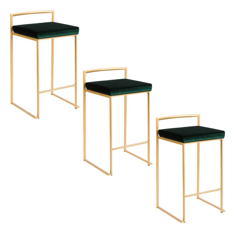 Silver Orchid Forrest Gold Stackable Fully Welded Counter Stool (Set of 3)