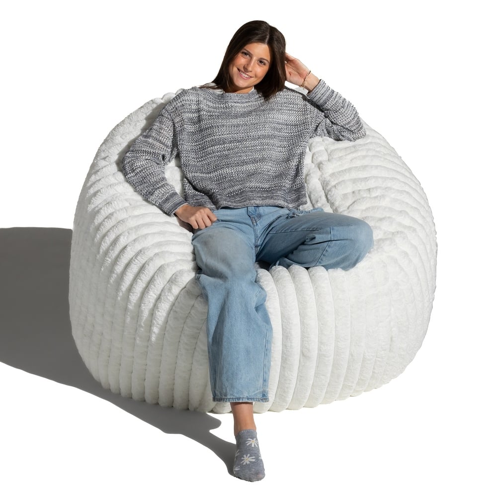 Jaxx Saxx 5 Foot Large Bean Bag Chair w/ Removable Cover for Adults, Mondo Fur