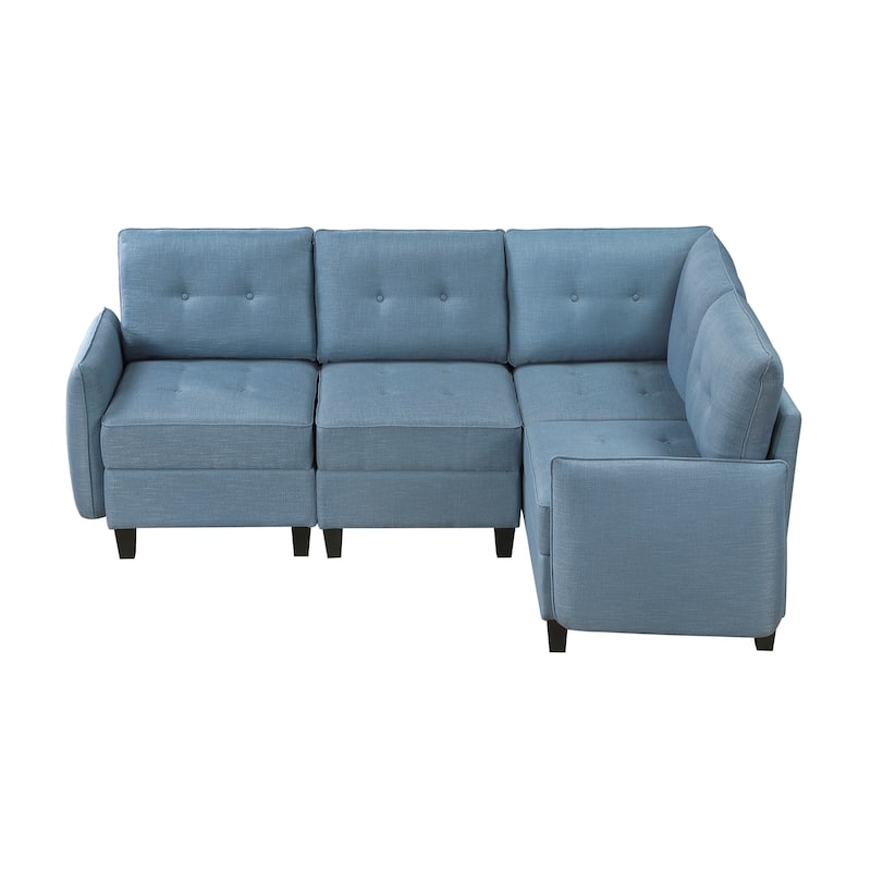 Dorian Textured 4-Piece Sectional Sofa - Storage, Button-Tufted