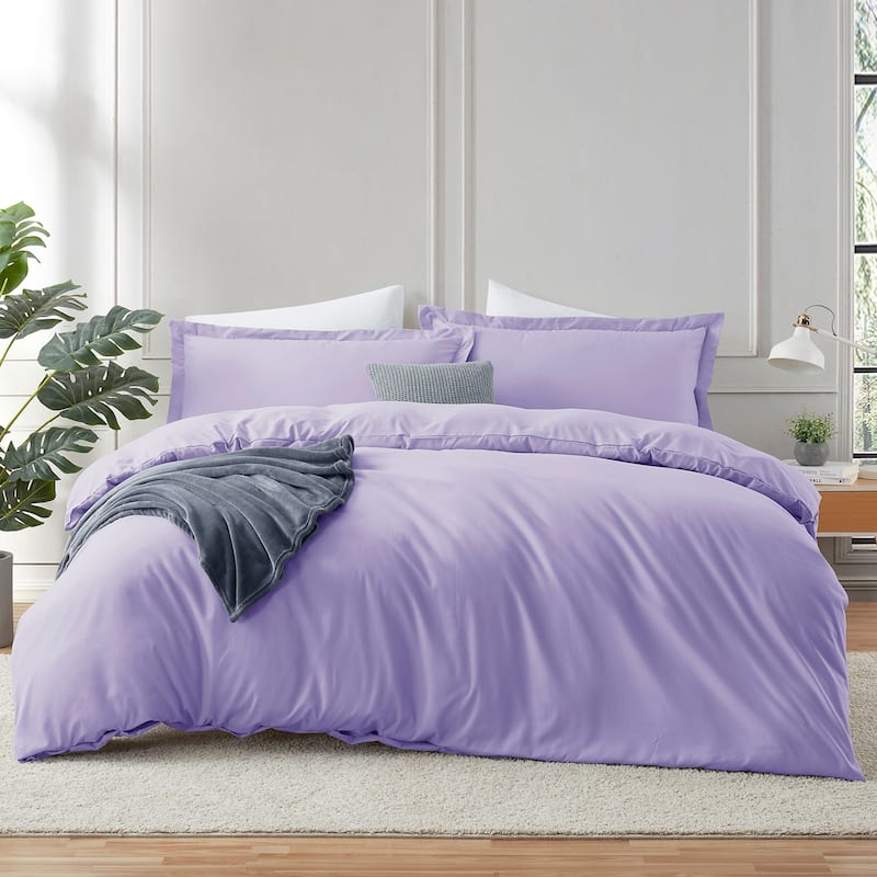 Emperyan Duvet Cover With Fitted Sheet Soft Double Brushed Bedding Set - Lavender - Full