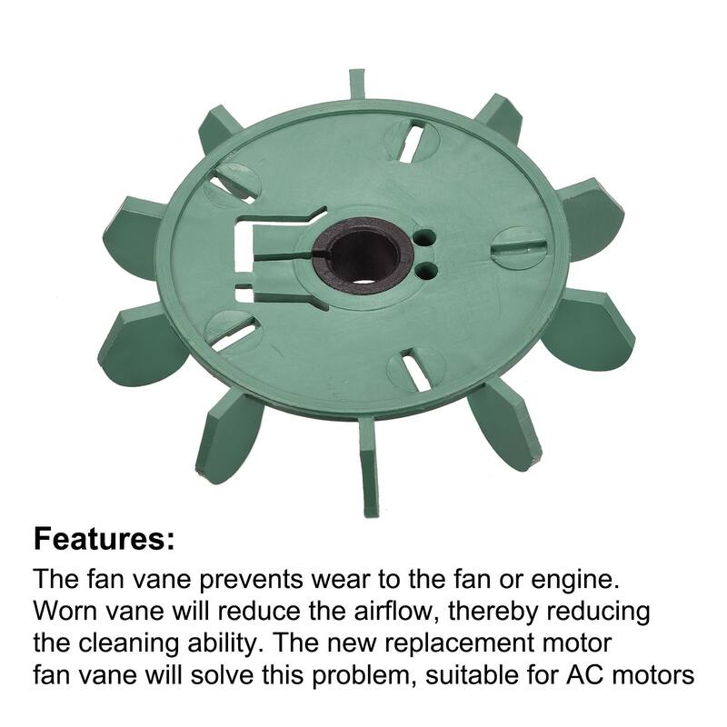 10 Impeller Plastic Motor Fan Vane Round Wheel 11.5-12mm Inner Dia - Green