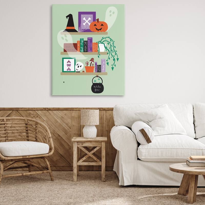 Stupell Witchy Halloween Bookshelf Canvas Wall Art Design By Sazerelli Designs