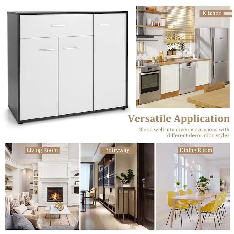 Gymax 3-Door Buffet Sideboard Kitchen Storage Cabinet Console Cupboard
