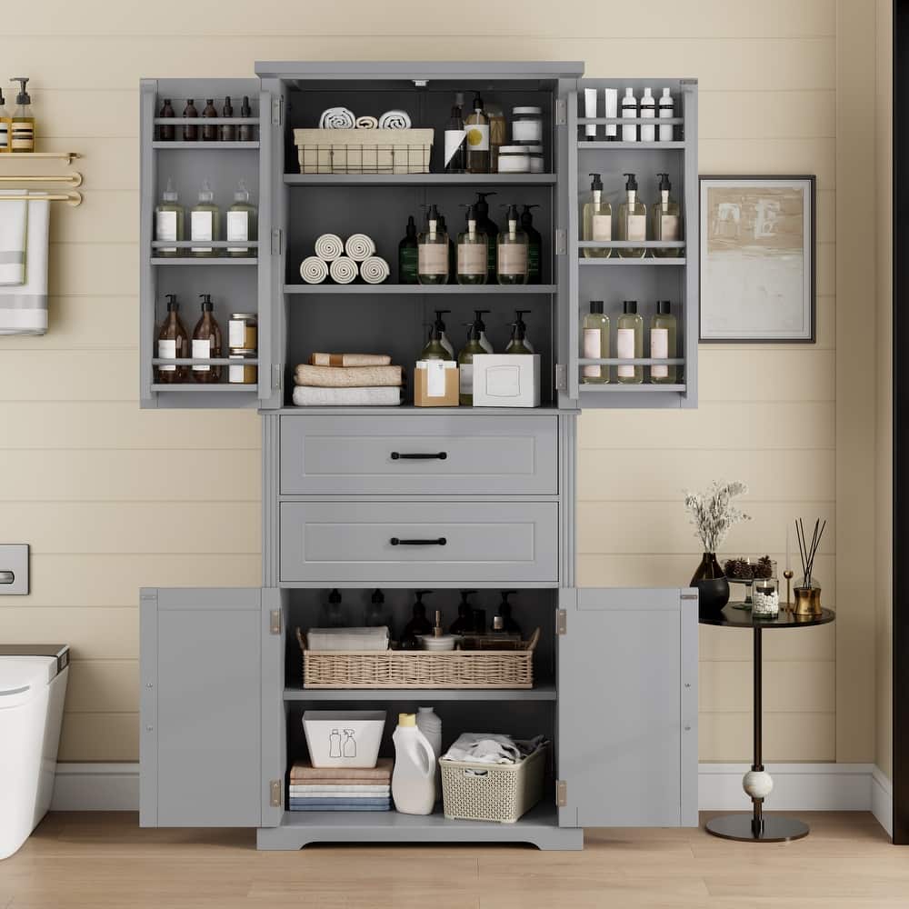 Multifunctional Storage Cabinet - Door & Drawer Organizer with Adjustable Shelf & Storage Shelves