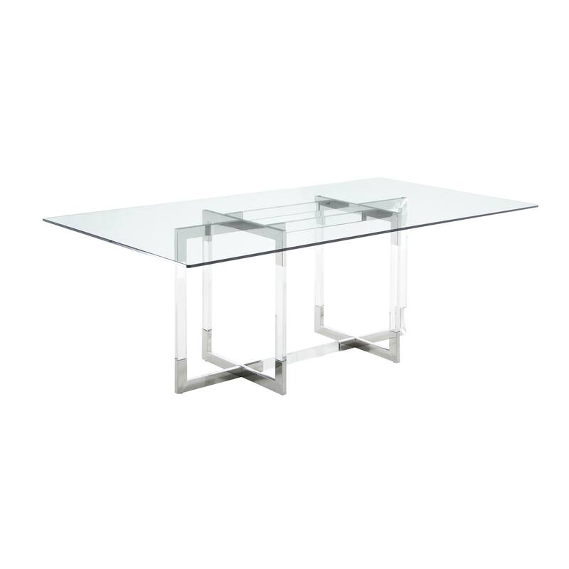 Somette Amanda 72" Dining Table with Floating Acrylic Base - 42"x 72"