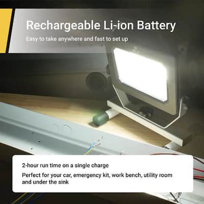 HOMLUX 2000 Lumen LED Rechargeable Work Light with USB - White