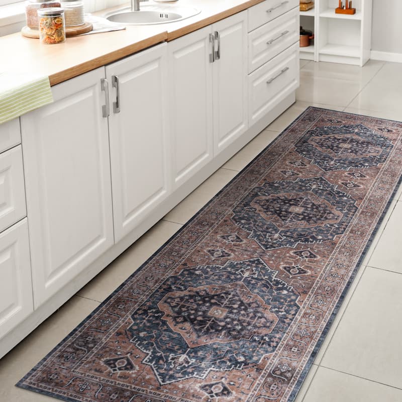JONATHAN Y Kemer Ogee Medallion Machine Washable Area Rug