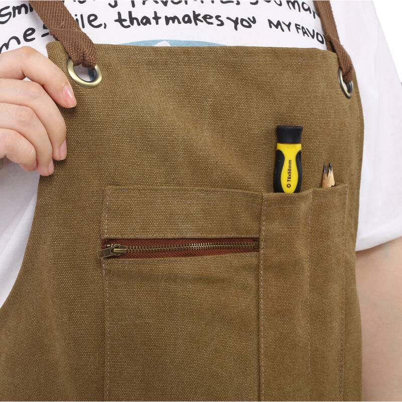 Anmytek Heavy Duty Canvas Work Apron with Pockets for Woodworking Gardening BBQ Men Women
