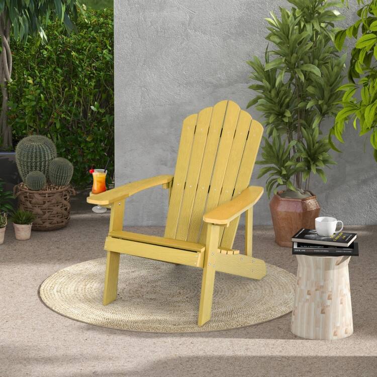 Weather Resistant HIPS Outdoor Adirondack Chair with Cup Holder - 33.4" x 30" x 37"