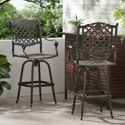 Avon Cast Aluminum Copper Outdoor Bar Stool (Set of 2) by Christopher Knight Home