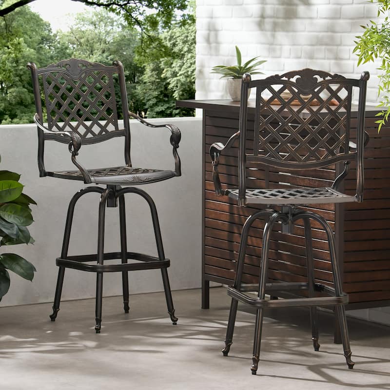Avon Cast Aluminum Copper Outdoor Bar Stool (Set of 2) by Christopher