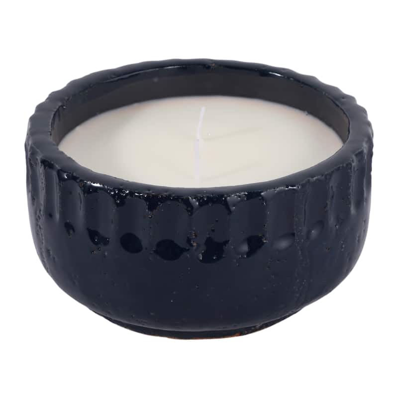 Modern Crackle-Glazed Ceramic Scented Candle - 7"