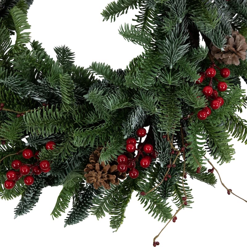 30'' Red Berries and Pine Cones Christmas Wreath Unlit - 30'