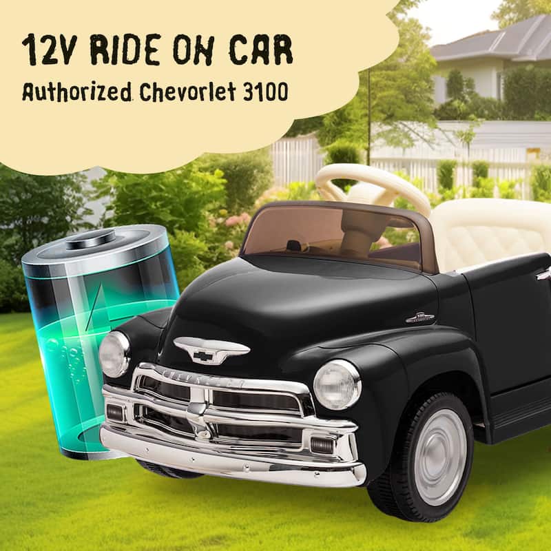 12V Kids Ride On Truck Car W/Parents Control, Licensed Chevrolet 3100 Pickup,Electric Car,High-Power Up To 4.35 Km/H,Age 3+